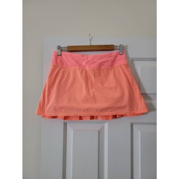 Run Pace Setter Lululemon Tennis Skirt Skort Wagon Striped Orange Size 4 - Picture 3 of 7